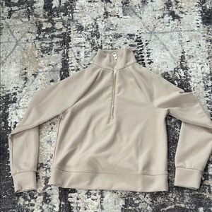 Cable & Gauge Light Tan Quarter-Zip Sweater